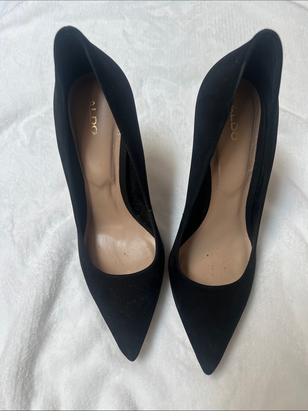 Aldo Black Suede Pointed-Toe Pumps - Picture 1 of 3
